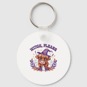 Chaveiro Bruxa, por favor, Highland Cow Halloween