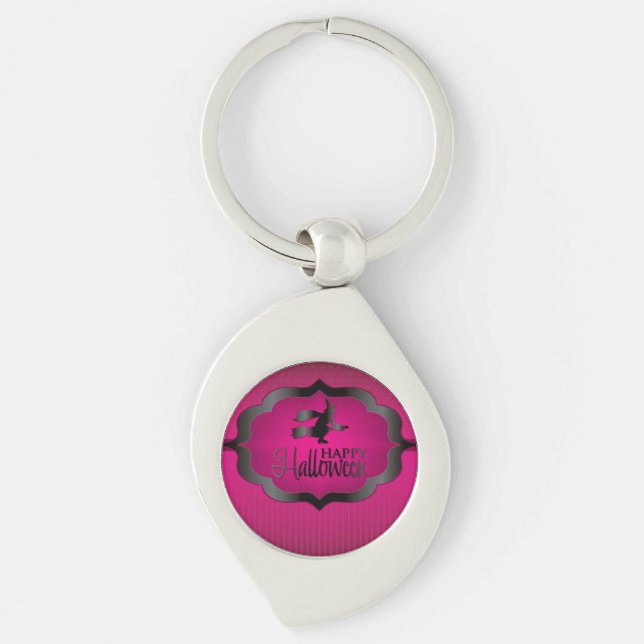 Chaveiro Bruxa rosa-do-Halloween (Frente)