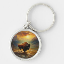 Chaveiro Buffalo Bison Sunset Silhouette