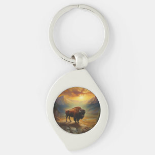 Chaveiro Buffalo Bison Sunset Silhouette