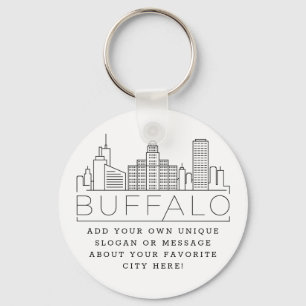 Chaveiro Buffalo, Nova York Estilizou Skyline   Slogan Pers