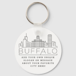 Chaveiro Buffalo, Nova York Estilizou Skyline   Slogan Pers