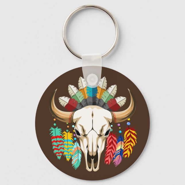 Chaveiro Buffalo Skull Native American Emblem (Frente)