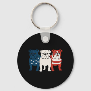 Chaveiro Buldogue 4 de julho Dog Lover Men Women USA Flag
