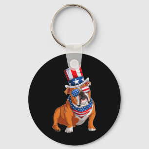 Chaveiro Buldogue Dog 4 de julho Bandeira Americana
