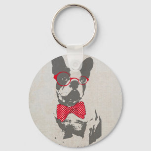 Chaveiro Buldogue francês animal do vintage na moda