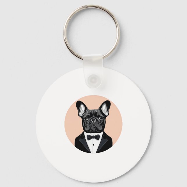 Chaveiro Buldogue francês em Tuxedo (Frente)