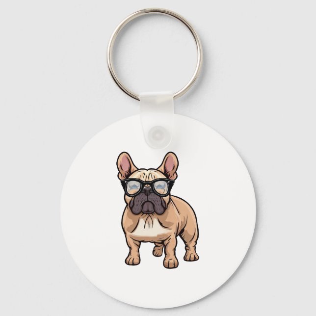 Chaveiro Buldogue francês Vestindo óculos (Frente)