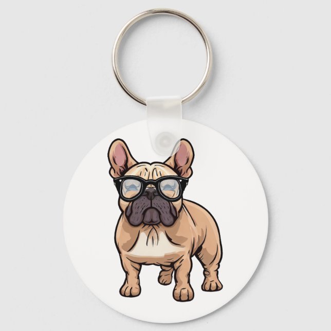 Chaveiro Buldogue francês Vestindo óculos (Frente)