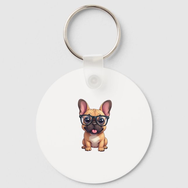 Chaveiro Buldogue francês Vestindo óculos (Frente)