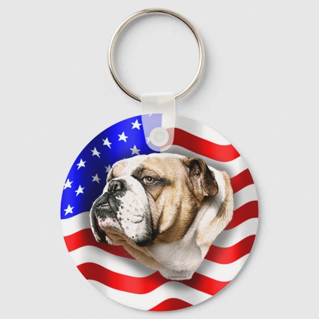 Chaveiro Buldogue Patriot EUA Flag (Frente)