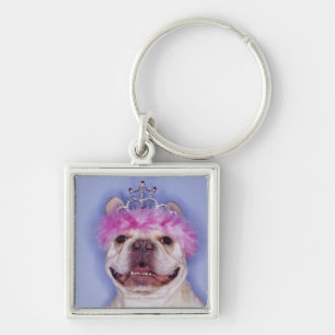 Chaveiro Buldogue que veste a tiara