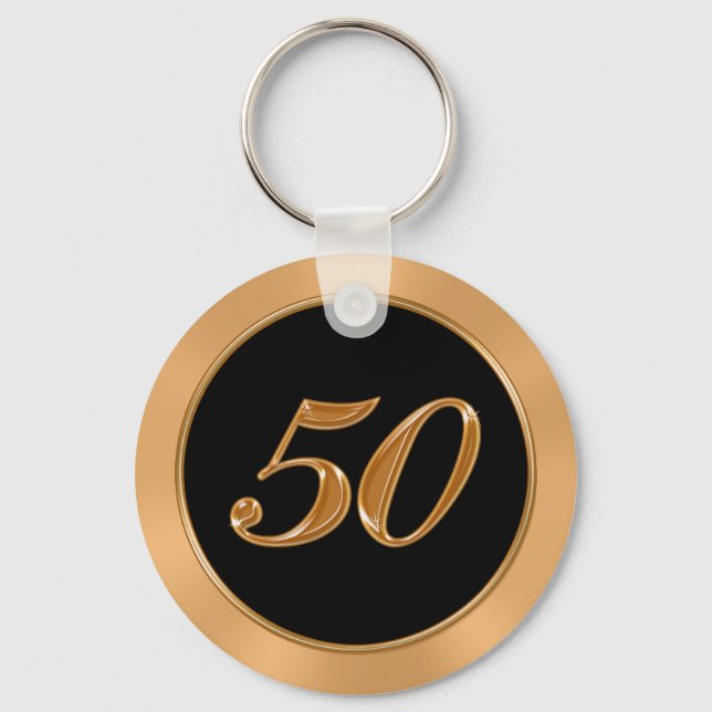 Chaveiro BULK Cheap 50 Anniversary Keychains Gold  Black (Frente)