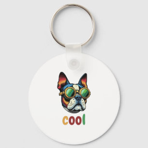Chaveiro Bulldog de Arte Pop Com Óculos de Proteção