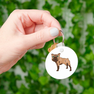 Chaveiro Bulldog de Olhos Verdes Cachorro Marrom Pingente d