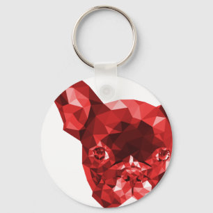 Chaveiro Bulldog Francês de Arte Polar Baixa em Vermelho