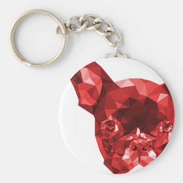 Chaveiro Bulldog Francês de Arte Polar Baixa em Vermelho