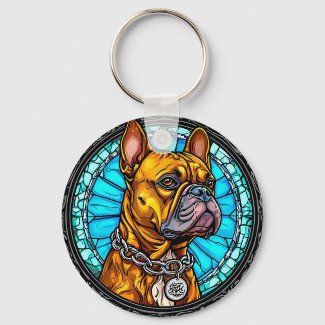 Chaveiro Bulldog Francês em Design Ornamentado (Frente)