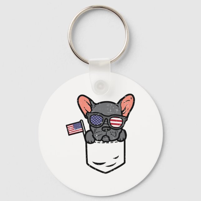 Chaveiro Bulldog Francês Frenchie Americano EUA 4º De (Frente)