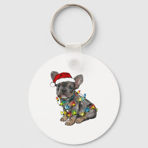 Chaveiro Bulldog Francês Luzes de Natal Cachorro Santa Pet 