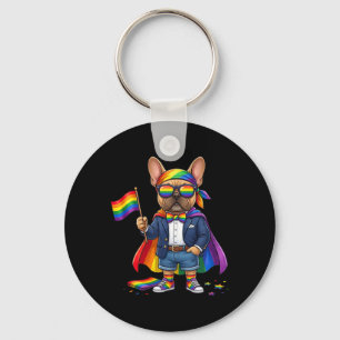Chaveiro Bulldog Francês Orgulho Lésbico Gay Arco-Íris LGBT