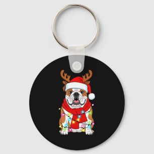 Chaveiro Bulldog Inglês Árvore de Natal Luzes Xmas Pijama