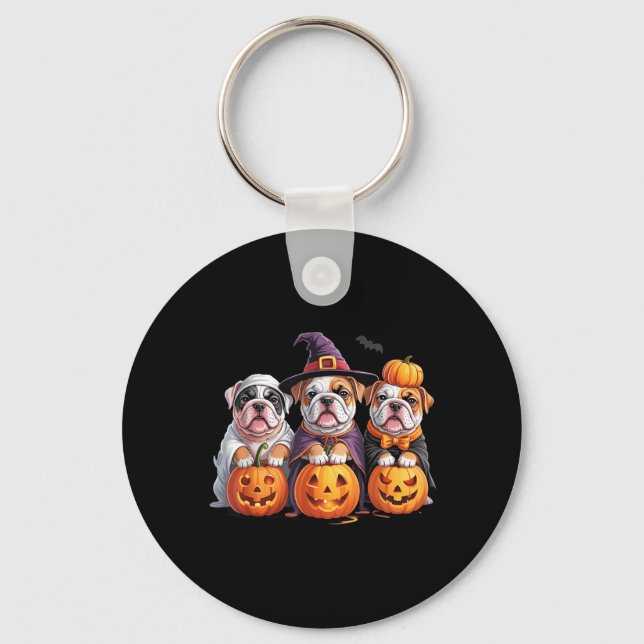 Chaveiro Bulldog Inglês Engraçado Fantasma Frenchie Cachorr (Frente)
