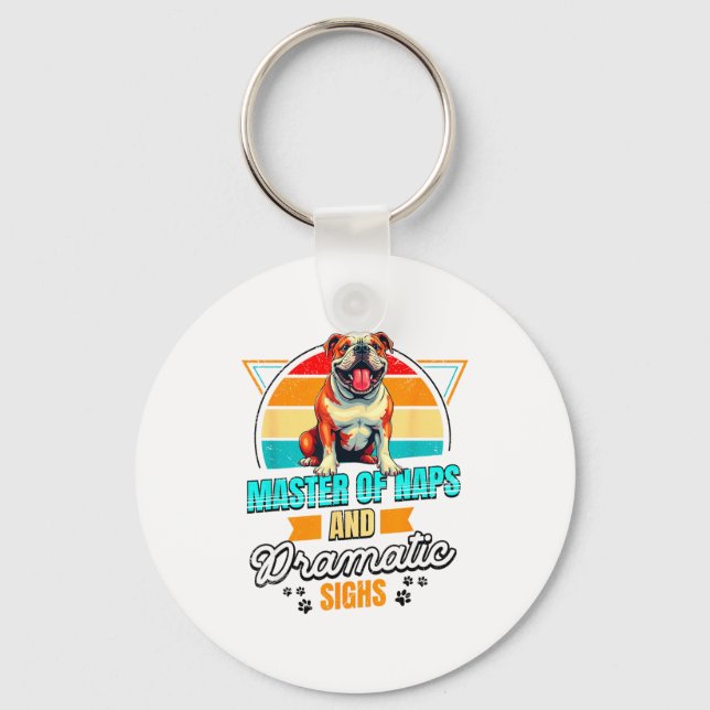 Chaveiro Bulldog Lover Funny Bulldog Retro  (Frente)