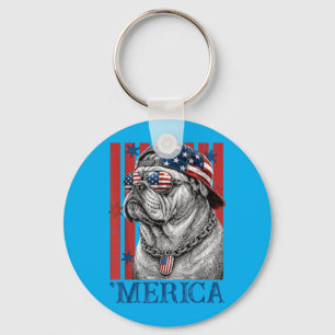Chaveiro Bulldog Patriótico 4 De Julho América Homens Mulhe