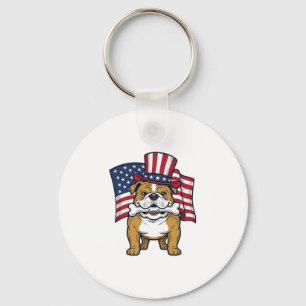 Chaveiro Bulldog Patriótico Com Desenho Vetorial de Bandeir
