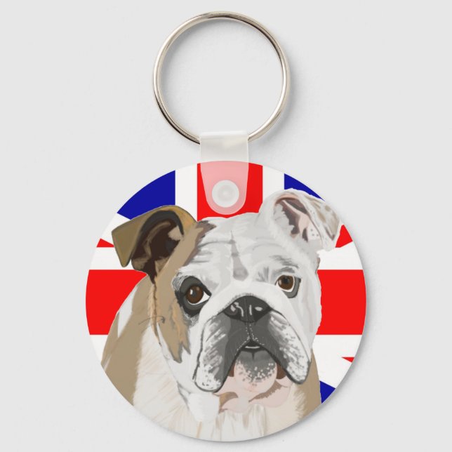 Chaveiro Bulldogue Britânico com Union Jack (Frente)