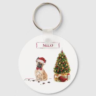 Chaveiro Bulldogue Francês Cachorro de Natal Engraçado com