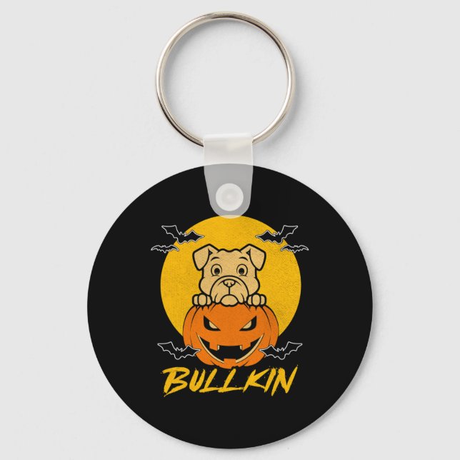 Chaveiro Bullkin Halloween Engraçado Bulldog Halloween Pump (Frente)