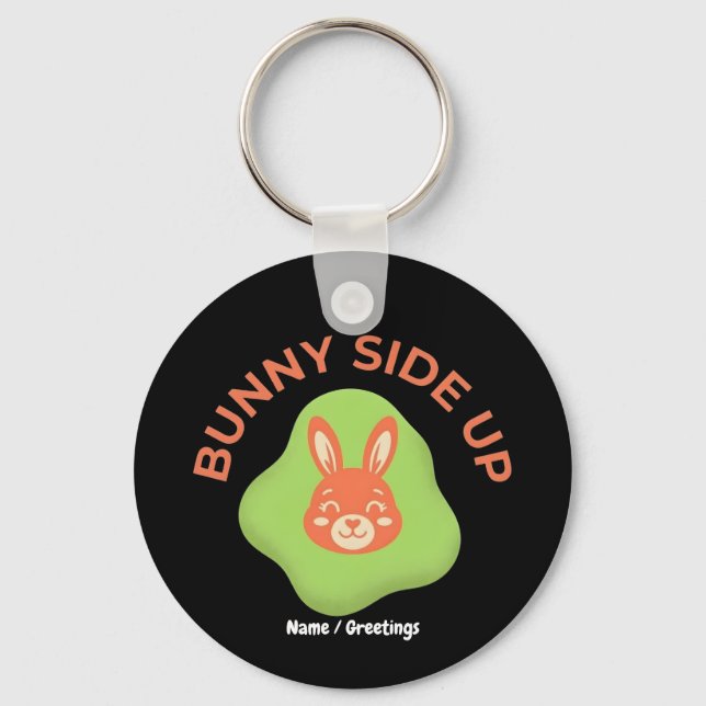 Chaveiro Bunny Side Up Retro Easter Egg Graphic Design  (Frente)