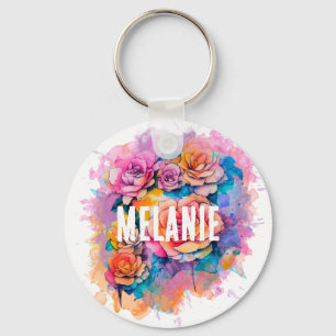 Chaveiro Buquê de Rosas em Aquarela Moderna Personalizado