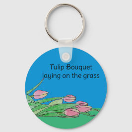 Chaveiro Buquê de tulipas sobre a grama