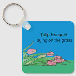 Chaveiro Buquê de tulipas sobre a grama