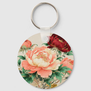 Chaveiro Buquê Floral de Peônia Luxuoso
