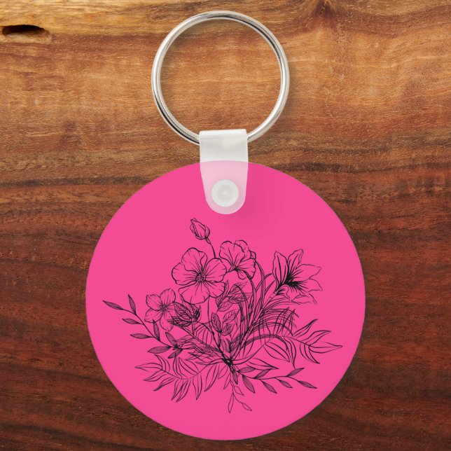 Chaveiro Buquê Floral Minimalista (Frente)