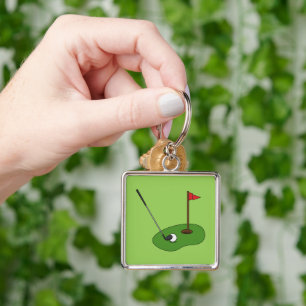 Chaveiro Buraco de Curso de Golfe com Bandeira