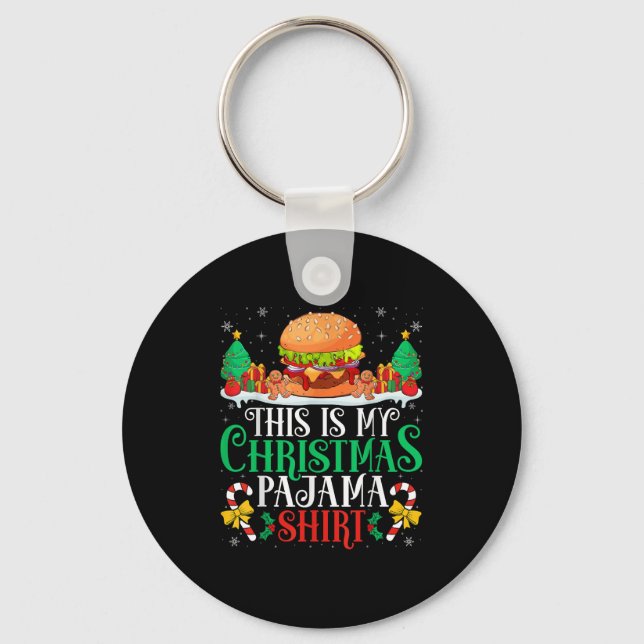 Chaveiro Burger Christmas Pajama Shirt Burger Lover Xmas Pa (Frente)