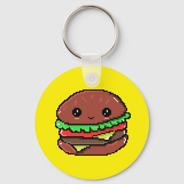 Chaveiro Burger Cute Kawaii - 8 bits amarelo pixel (Frente)