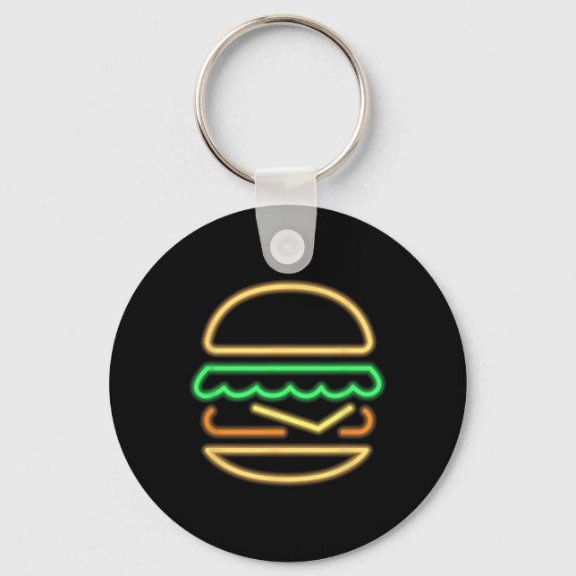 Chaveiro Burger Neon - Estilo de um Clique de Sinal Neon Re (Frente)