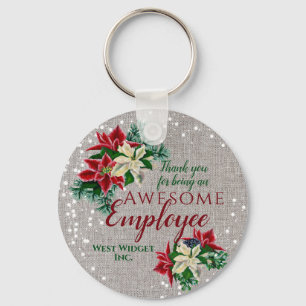 Chaveiro Burlap Floral de Apreciação de Funcionário de N