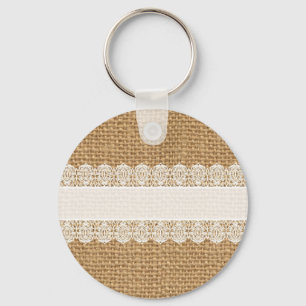 Chaveiro Burlap with Delicate Lace - Estilo do Chique