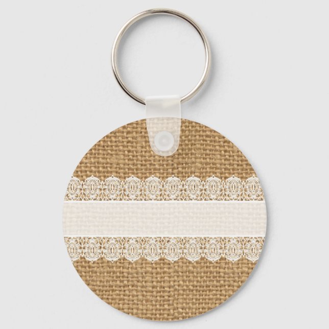 Chaveiro Burlap with Delicate Lace - Estilo do Chique (Frente)