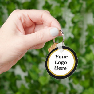 Chaveiro Business Black White Dourado 2 Lado Seu logotipo a