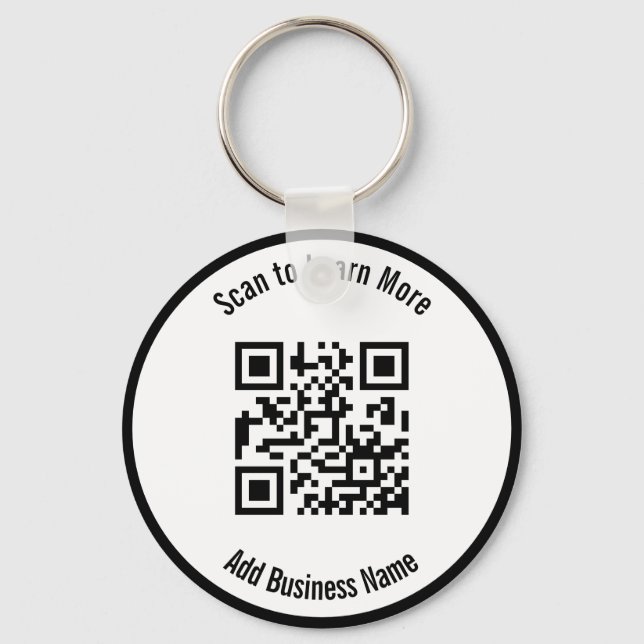Chaveiro Business Name Black and White Scan QR Code (Frente)