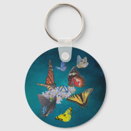 Chaveiro butterflies sobriety symbol acrylic round keychain