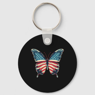 Chaveiro Butterfly Usa Flag Vintage Cute American 4th Of Ju